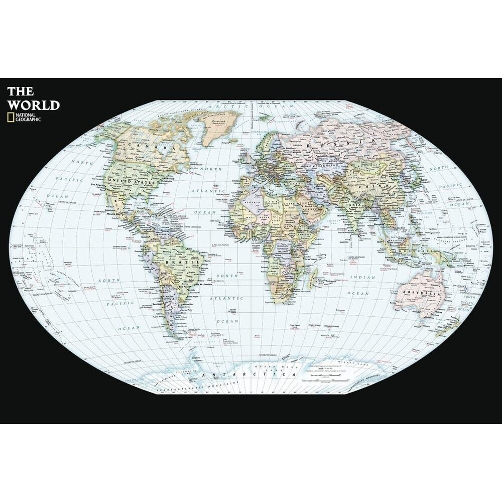 National Geographic World Contemporary Wall Map Compact 23.25 x 16 in Art Print
